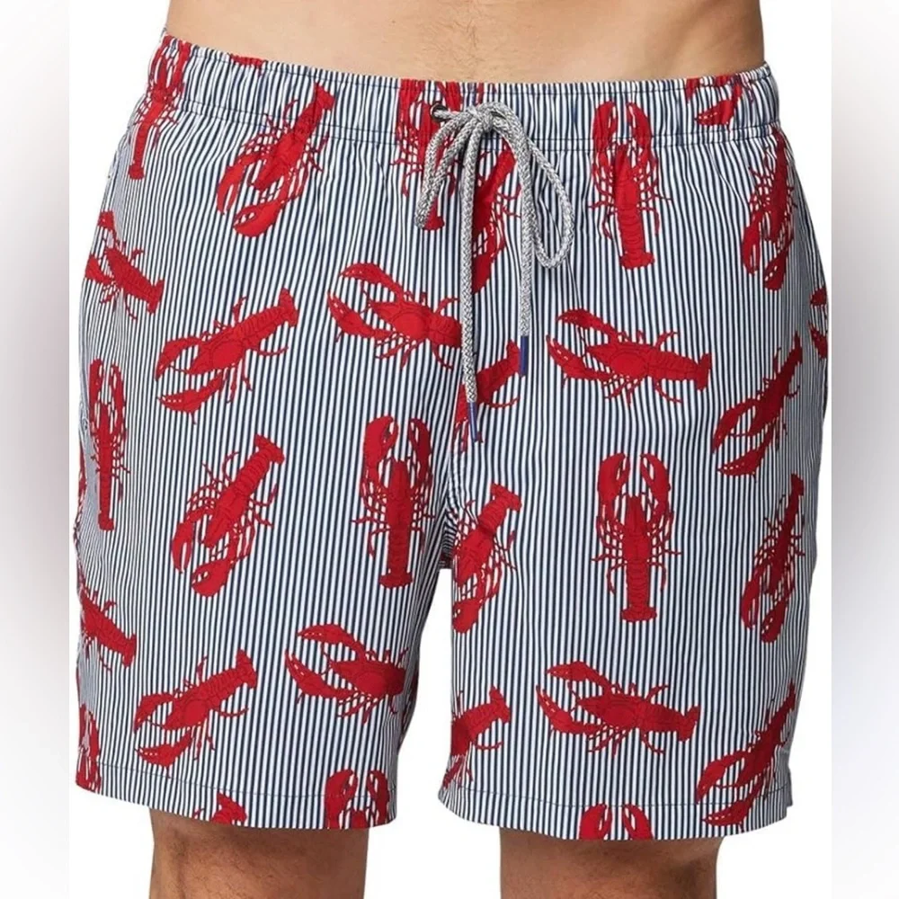 RAINFOREST Men’s Striped Lobster Swimming Trunks